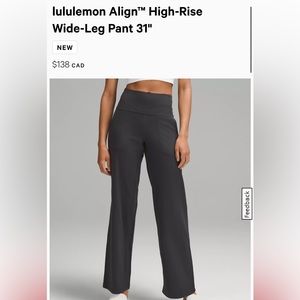 Lululemon align hi rise wide leg pant 31”